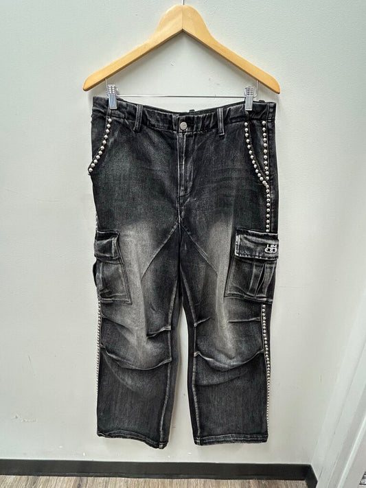 Preowned HMDD Black Studded Cargo Denim size M