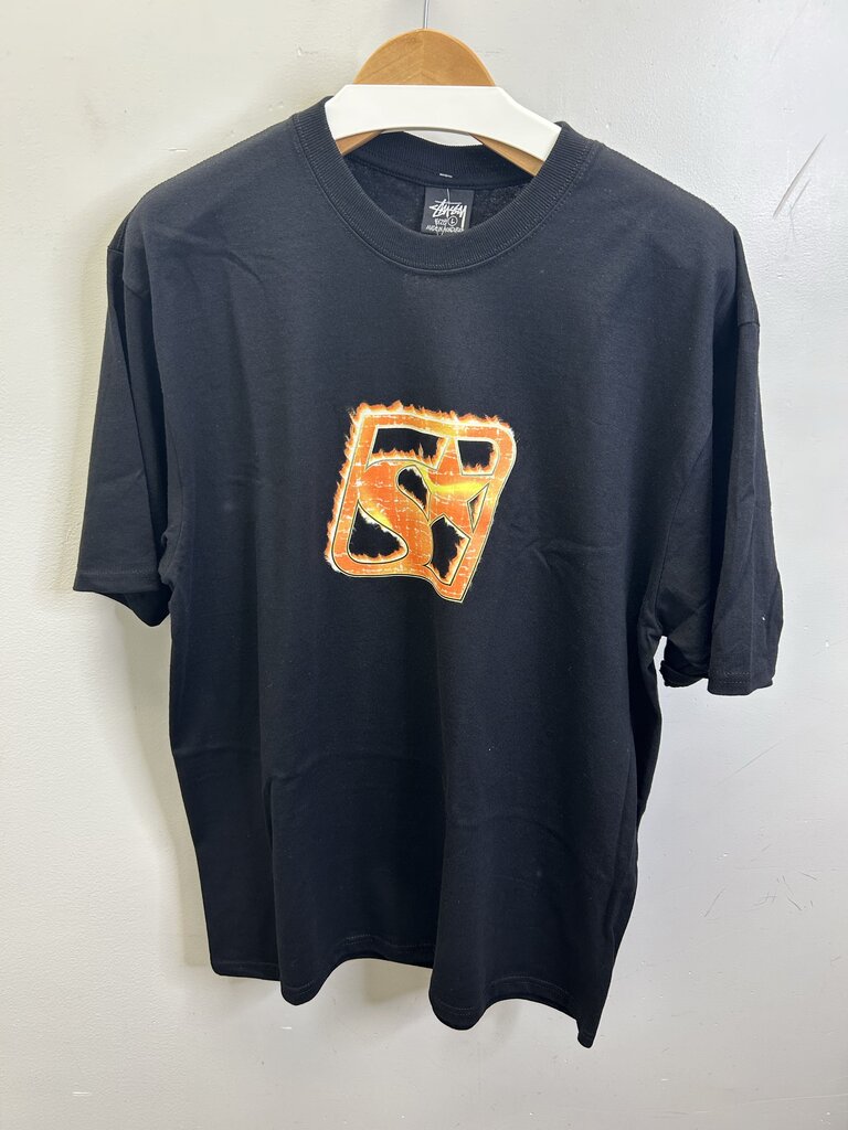 New Stussy Blaze Logo Black Tee sz.M