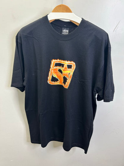 New Stussy Blaze Logo Black Tee sz.M