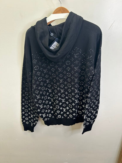 New Louis Vuitton Black Monogram Fade Hoodie Size Medium