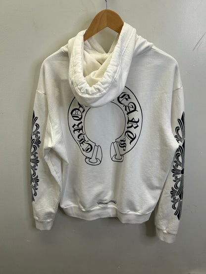 Preowned Chrome Hearts White Horseshoe Hoodie Size Medium