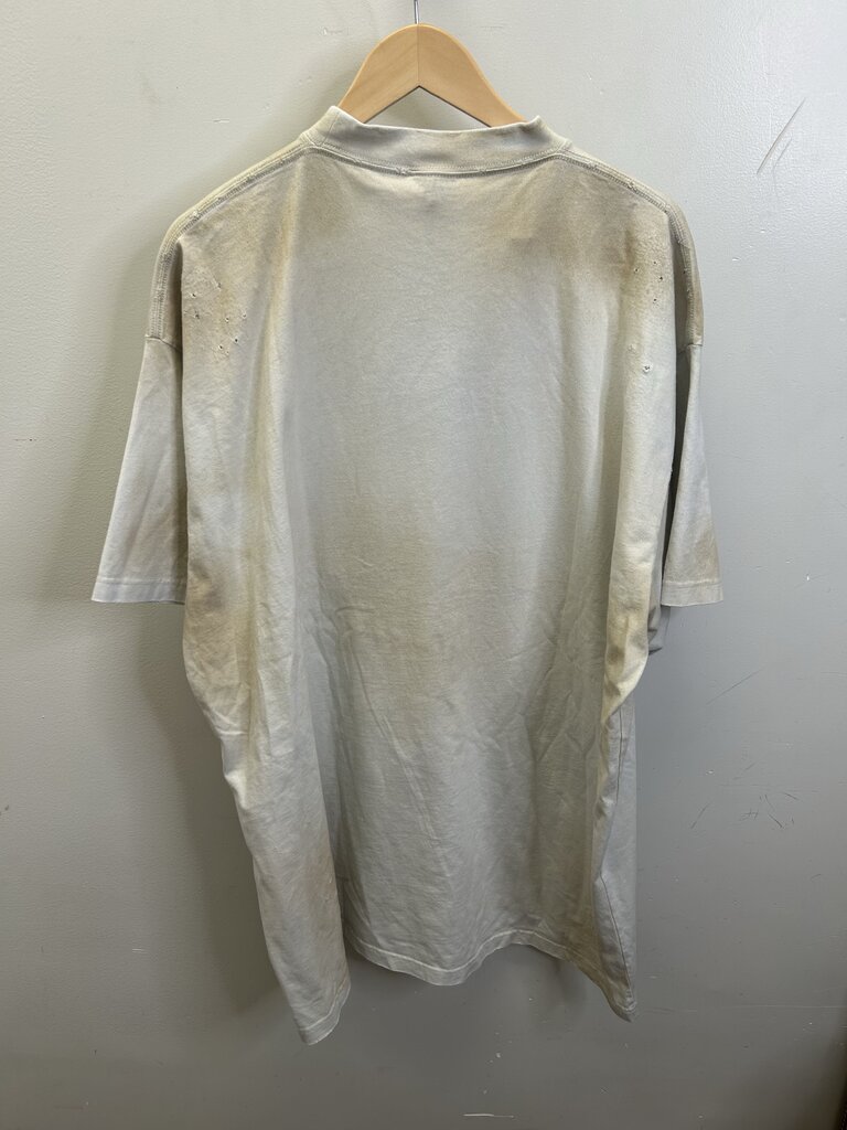 New Balenciaga White Distressed Crest Collegiate Tee sz.4
