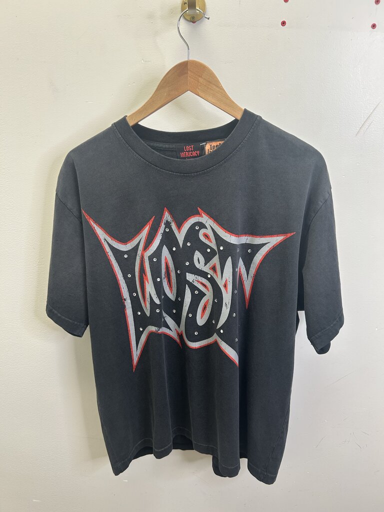 New Lost Rhinestone Grey Tee size L