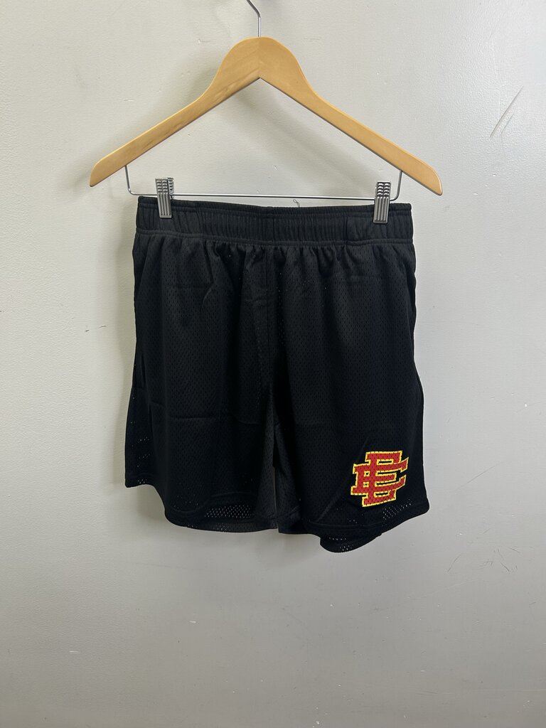New Eric Emanuel EE Black Red Yellow Mesh Shorts size S
