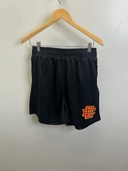 New Eric Emanuel EE Black Red Yellow Mesh Shorts size S