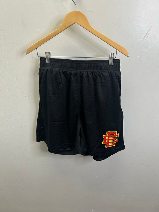 New Eric Emanuel EE Black Red Yellow Mesh Shorts size S