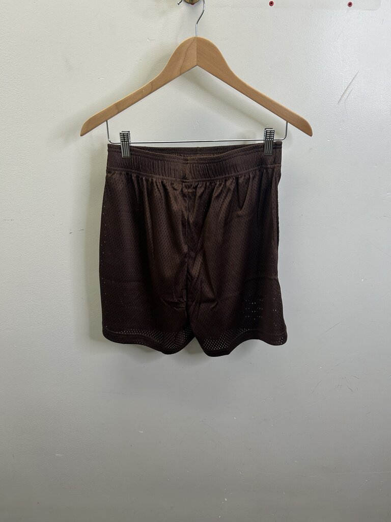 New Eric Emanuel EE Brown Yellow Bolt Shorts size S