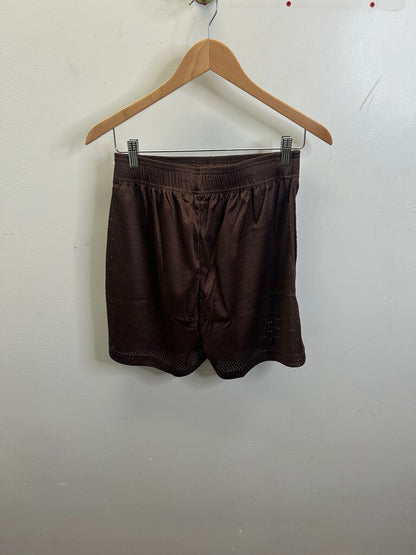 New Eric Emanuel EE Brown Yellow Bolt Shorts size S