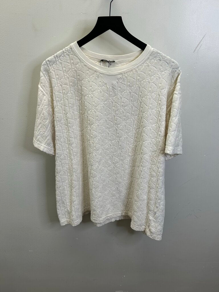 Preowned Dior White Cashmere Oblique Tee size XL