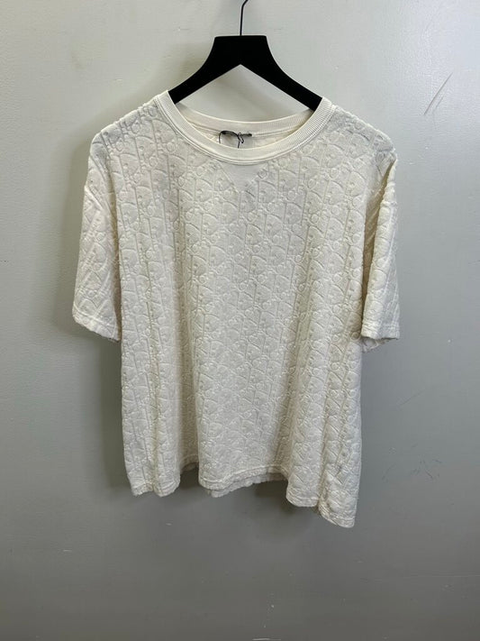 Preowned Dior White Cashmere Oblique Tee size XL