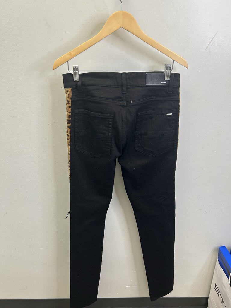Preowned Amiri Black Leopard Patch Denim sz.30