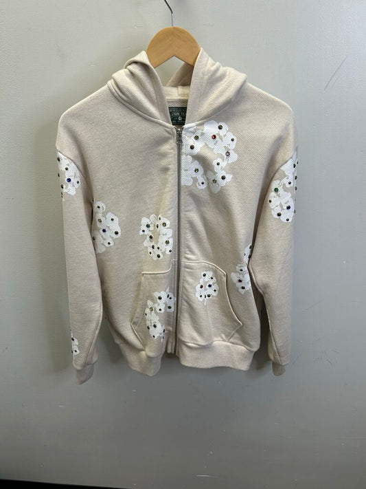 Preowned Denim Tears Rhinestone Cream Hoodie size S