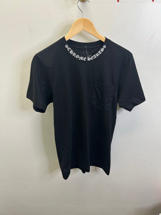 New Chrome Heart Black Collar Logo Black Tee size S