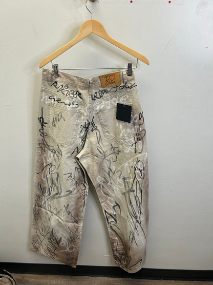 New HMDD Graffiti Cream Denim Size Small