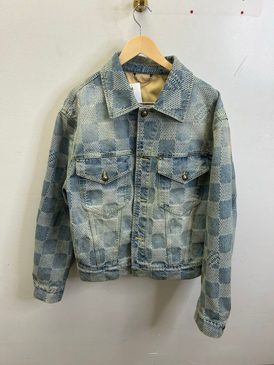 Preowned Louis Vuitton Damier Pharrell Lightwash Denim Jacket sz.54 2025