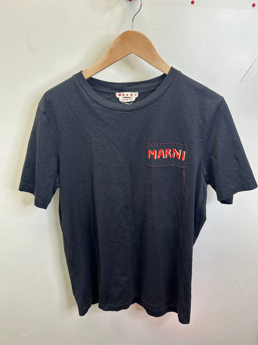 Preowned Marni Tee Black red Stitch Sz.52