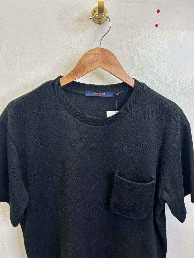 Preowned Louis Vuitton Black Monogram Pocket Tee Size Medium