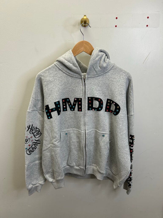 New HMDD Grey Rhinestone Zip Size Medium
