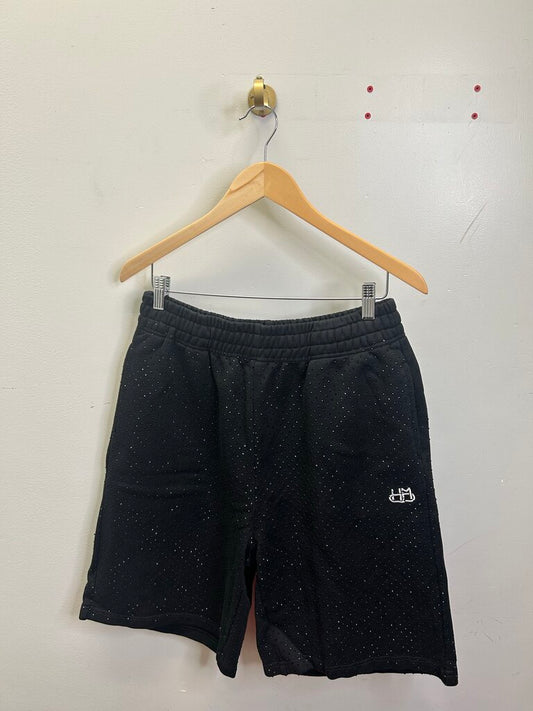 New HMDD Black Rhinestone Black Sweatshorts size M