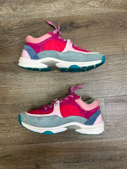 Preowned Chanel Pink Light Blue Trainer sz.39.5