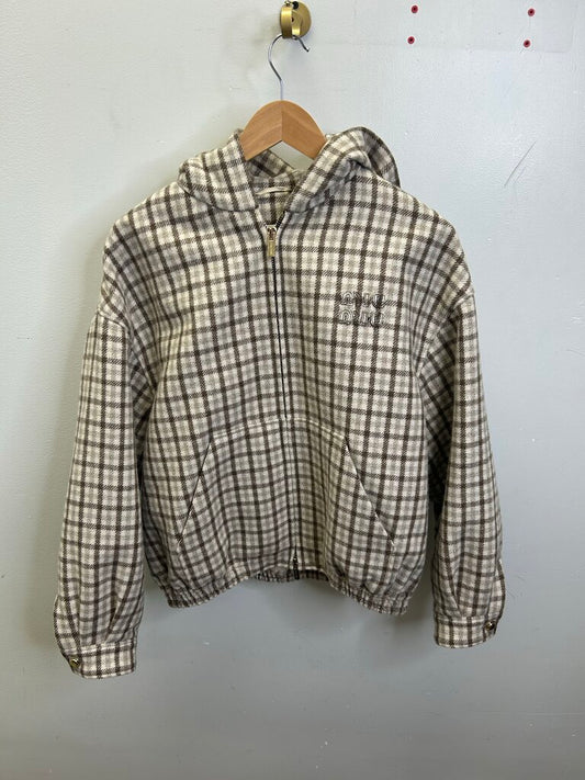 Preowned Miu Miu Brown Plaid Jacket size S/M