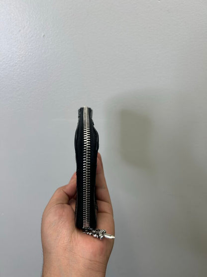 Preowned Chrome Heart Multi Patch Black Zip Wallet