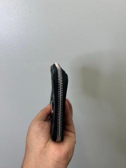 Preowned Chrome Heart Multi Patch Black Zip Wallet
