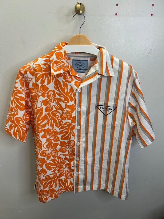 Preowned Prada Double Match Orange White Size Large