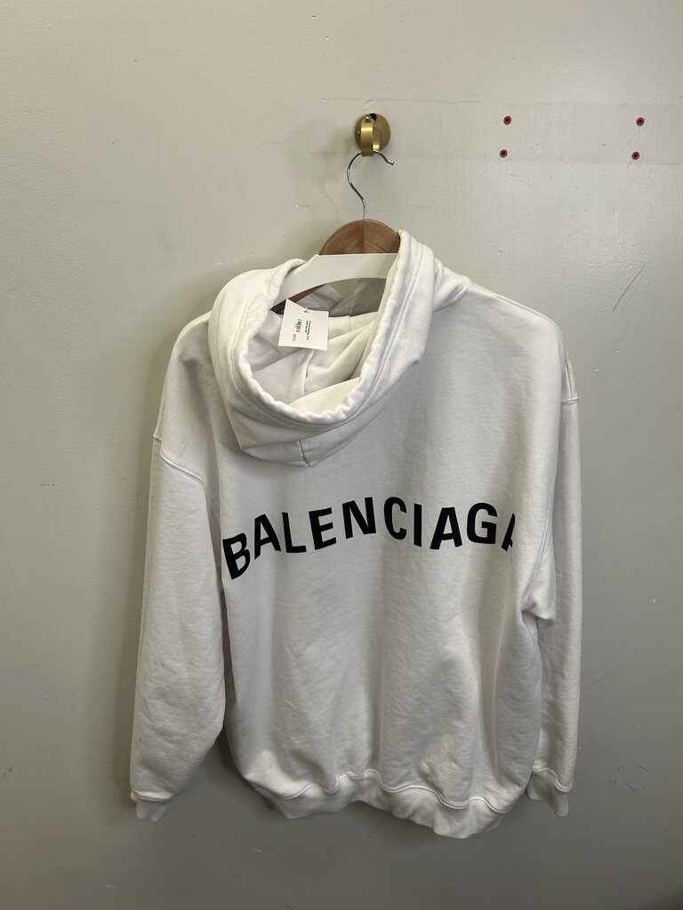 Preowned Balenciaga White Hoodie Size Small