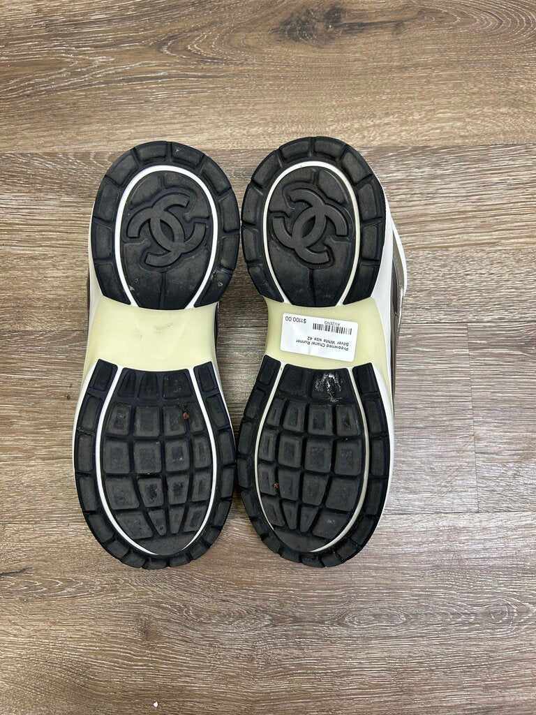 Preowned Chanel Runner Silver White size 42