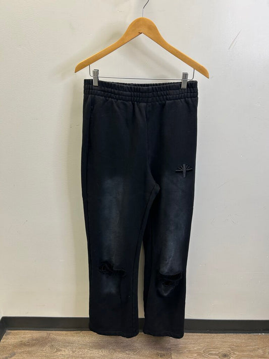 Vertebrae Black Distressed Sweatpants size M