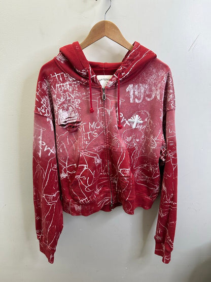 New Vertabrae Red Paint Splatter Zip Up some M