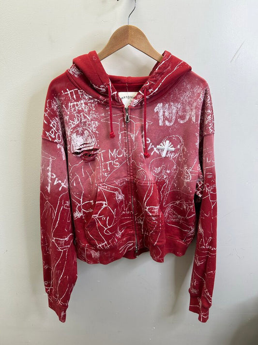 New Vertabrae Red Paint Splatter Zip Up some M