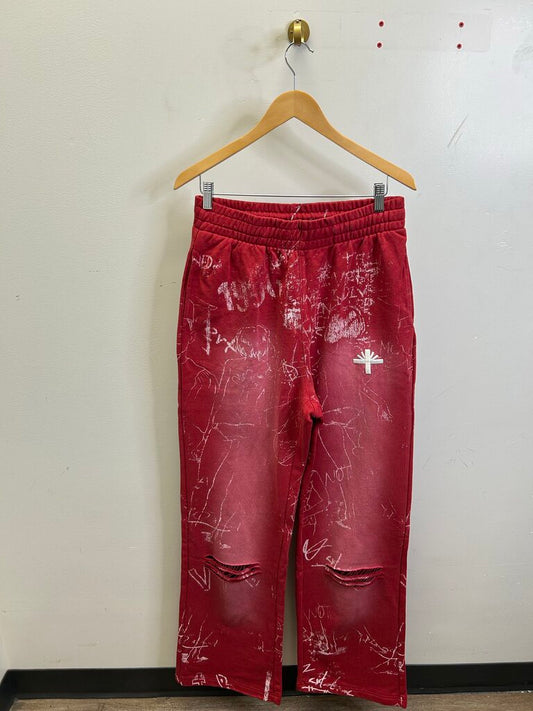 New Vertabrae Red Paint Splatter Sweatpants size M