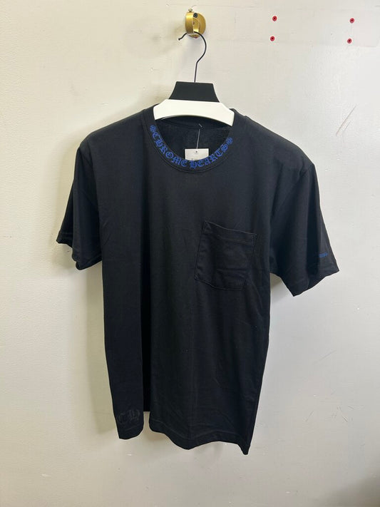 Preowned chrome Hearts Black Blue Neck Logo Tee Size Medium