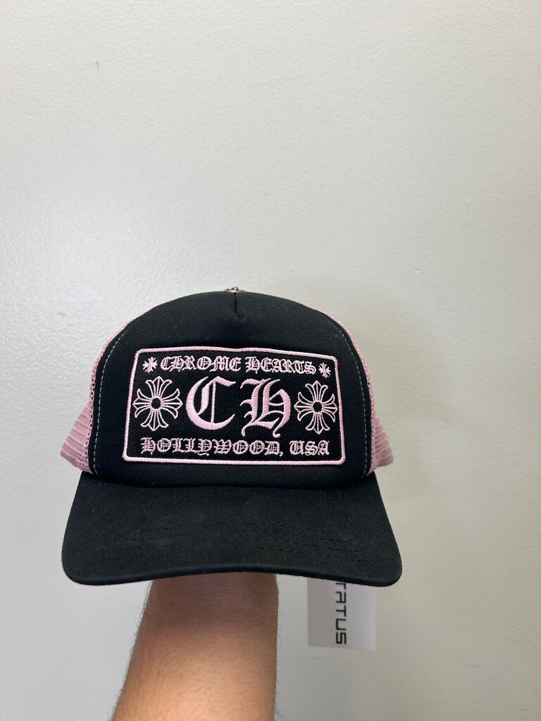 Preowned Chrome Hearts Pink Black CH Trucker