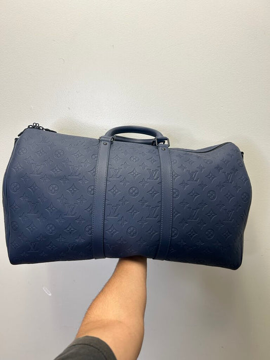 Preowned Louis Vuitton Navy Monogram Keepall 50' (No Strap)