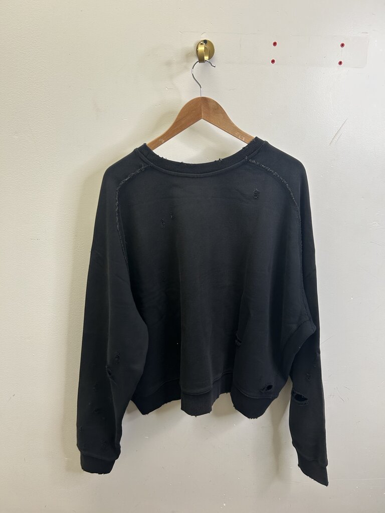 New GV Gallery R Distressed Black Crewneck size L