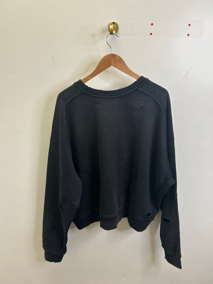 New GV Gallery R Distressed Black Crewneck size L