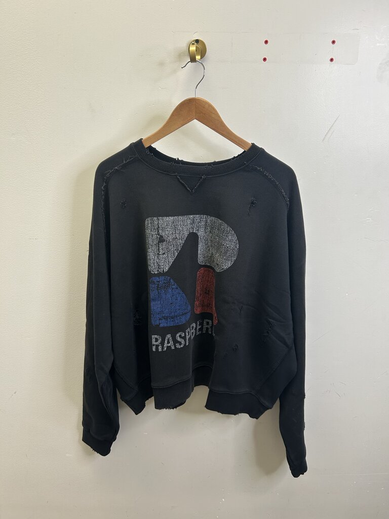 New GV Gallery R Distressed Black Crewneck size L