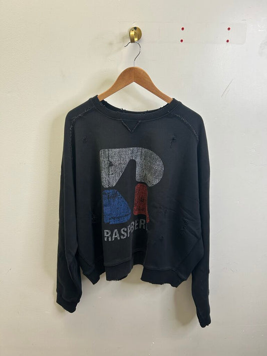 New GV Gallery R Distressed Black Crewneck size L