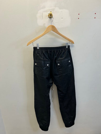 Preowned Rick Owens Black Leather Zip Pants Size 38