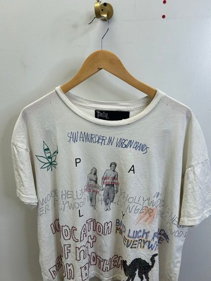 Preowned Paly White Multicolor Tee Size Medium