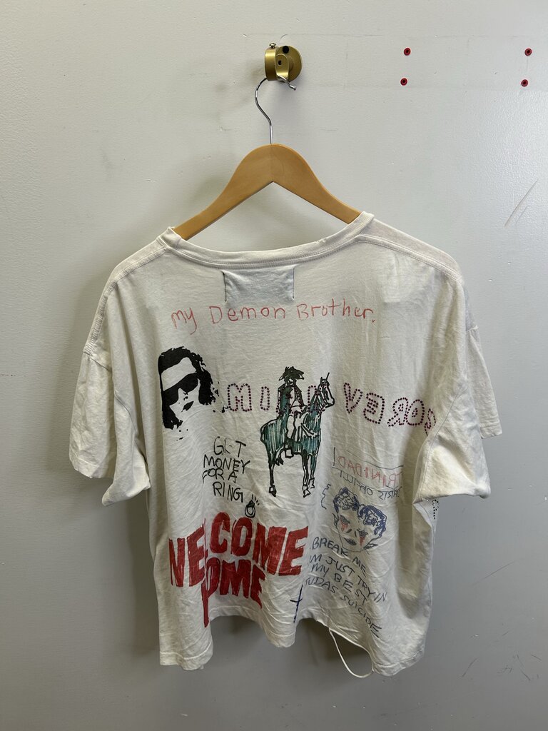 Preowned Paly White Multicolor Tee Size Medium