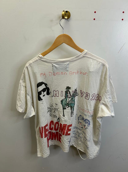 Preowned Paly White Multicolor Tee Size Medium