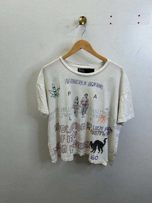 Preowned Paly White Multicolor Tee Size Medium