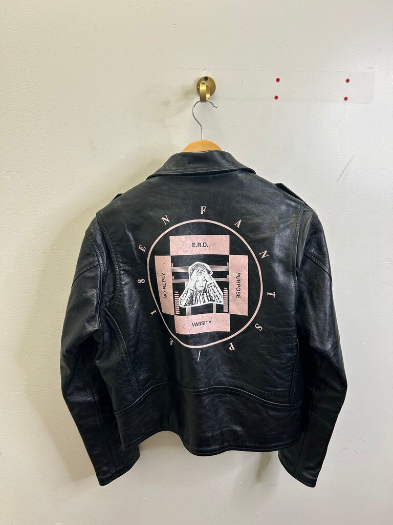 ERD Black Leather Biker Jacket size M