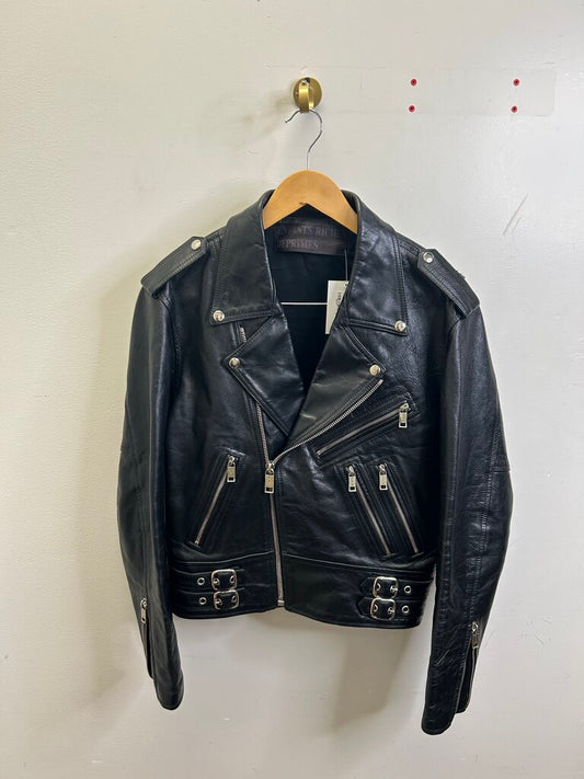 ERD Black Leather Biker Jacket size M