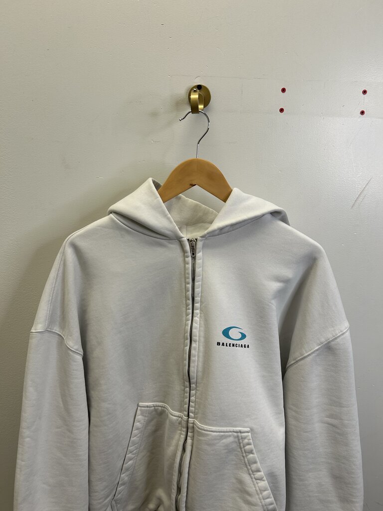 Preowned Balenciaga Washed White Zip Up size L
