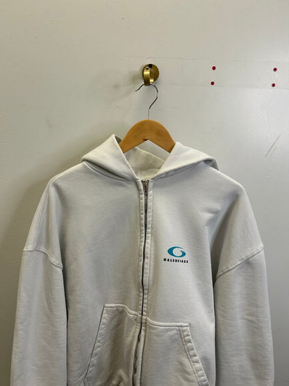Preowned Balenciaga Washed White Zip Up size L